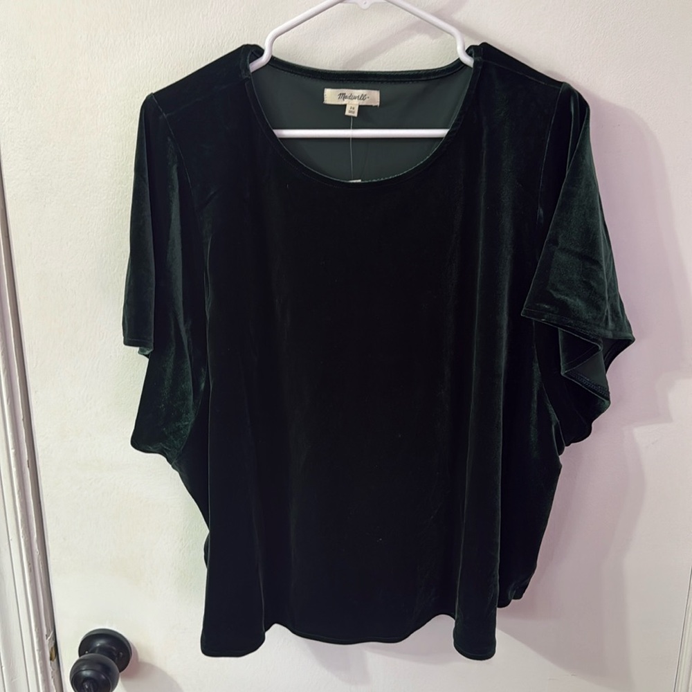 Madewell - Faux Velvet Short Sleeve Top - NWT - Size 2X